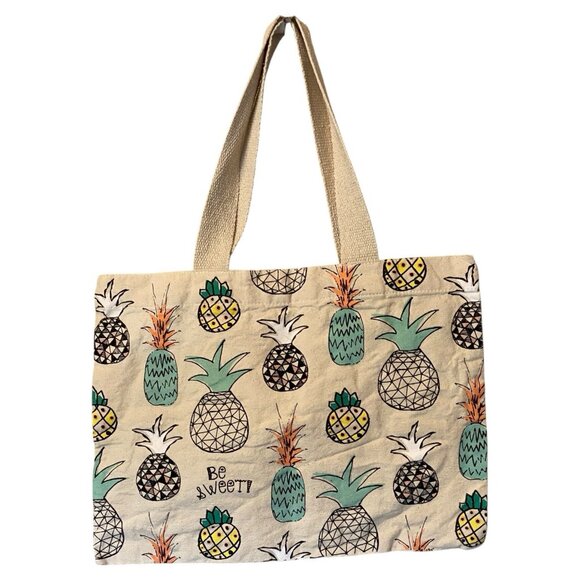 Pineapple Canvas Tote Bag “Be Sweet” Reusable Eco Shopping Bag with Handles - Picture 1 of 7
